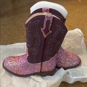 Kids Glitter Pink Cowboy Boots